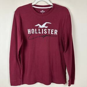 Hollister Womes Waffle Knit Thermal Oversized Sweater Size S Graphic Streetwear